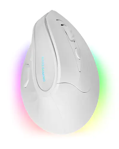 MM-SK, Ratón Gaming Inalámbrico Vertical, Diseño Ergonómico, Iluminación RGB Chroma, Sensor Óptico Pixart 8400DPI, Switches Mecánicos Huano, 9 Botones Programables, Ratón PC Tri-Mode Blanco - Imagen 1