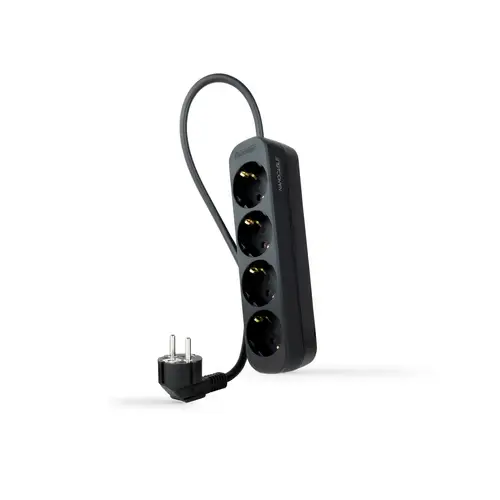 Regleta de Enchufes con 4 Tomas, 1.4 m, Negro - Imagen 1