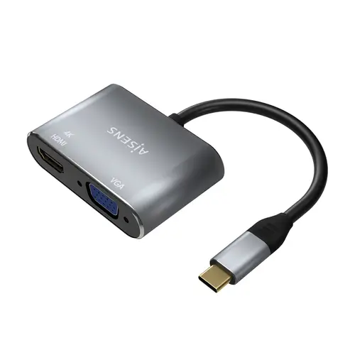 Conversor USB-C a VGA/HDMI 4K, USB-C/M-VGA/H-HDMI/H, Gris, 15CM - Imagen 1