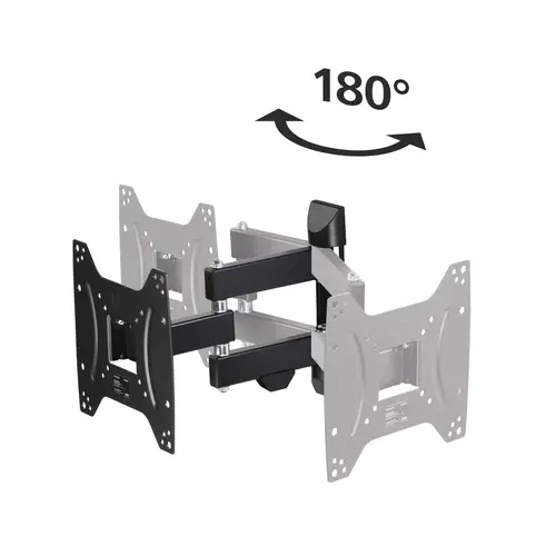 Soporte de Pared para televisores de 19 a 48", 2 brazos, Giratorio 180°, inclinable +5°/-12°, para televisores de hasta 20kg, VESA 200 x 200, Extensible, Color Negro - Imagen 3