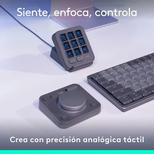 MX Creative Console, keypad programable con 9 teclas LCD personalizables y dial de control para diseño gráfico, edición de vídeo, fotografía, uso con Adobe, Zoom, Spotify, etc. Color Grafito - Imagen 6