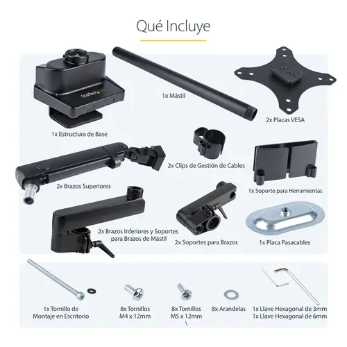 Brazo de Soporte para Dos Monitores - Base Soporte de Movimiento Articulado y Altura Ajustable para 2 Monitores VESA de hasta 32 Pulgadas 8kg - Grommet o Mordaza - Imagen 20