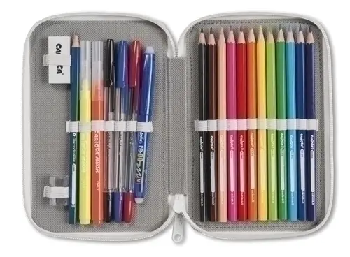 PLUMIER CARIOCA DOS PISOS FLUO 2 ZIP - Pack de 6 unidades