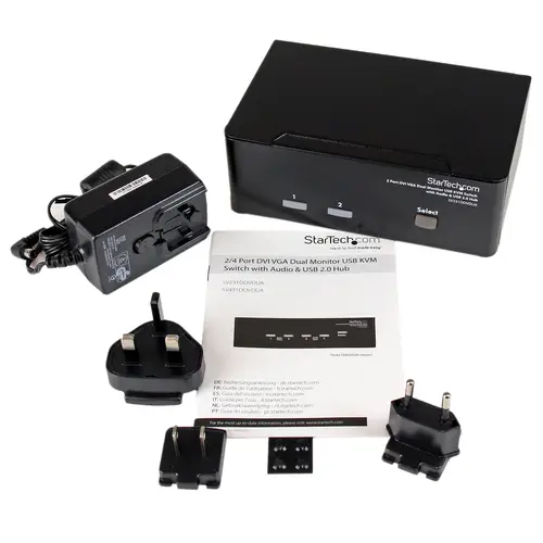 Conmutador Switch KVM de 2 Puertos Doble Monitor DVI VGA Audio 4 Puertos USB 1920x1200 - Imagen 4