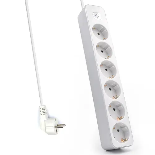 WY13166 base múltiple 1,5 m 6 salidas AC Interior Plata, Blanco - Imagen 1