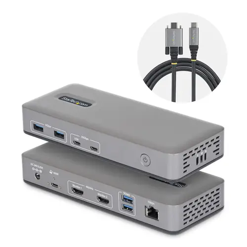 Docking Station USB-C de 2 Monitores HDMI - 4K 60Hz - Red Ethernet de 1Gbps - Dock Multipantalla - PD de 100W para Carga de Portátiles - Sin Controladores - Replicador de Puertos Windows - Imagen 1