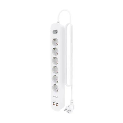 Regleta de Enchufes Multifuncion con 6 Tomas + Cargador PD3.0 20W 2xUSB-C, 2xUSB-A, 1.4m, Blanco - Imagen 3