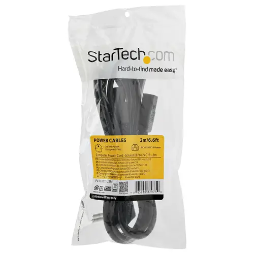 Cable de 2m de Alimentación en Y para Ordenador, 18AWG, EU Schuko a 2x C13, 10A 250V, Cable de Alimentación de CA de Repuesto, para Impresora, para Monitor, UL - Imagen 6