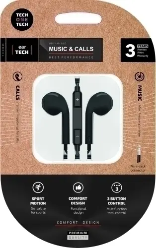 AURICULARES TECHONE BOTON MINI JACK NEGR