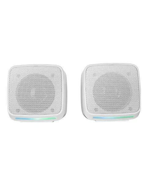 MS-PRO, Altavoces Compactos 10W, Iluminación RGB Flow Dinámica, Altavoz PC con Caja de Control y Entrada Jack 3.5mm, Altavoces Gaming Compatibles con PC / Mac / Smartphone / Tablet, Blanco