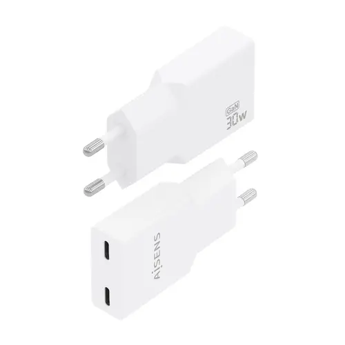 Cargador Ultra Delgado GaN 30W, 2xUSB-C PD3.0, Blanco - Imagen 3