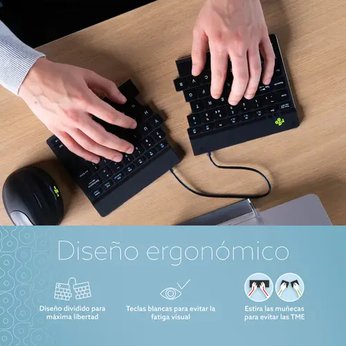 Teclado ergonómico R-Go Split Break con software de pausa, teclado dividido ergonómico, QWERTY (PT), bluetooth, negro - Imagen 10