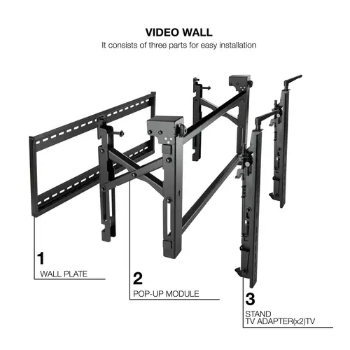 Soporte Video Wall de Pared para Pantalla 45- 70, Negro - Imagen 2