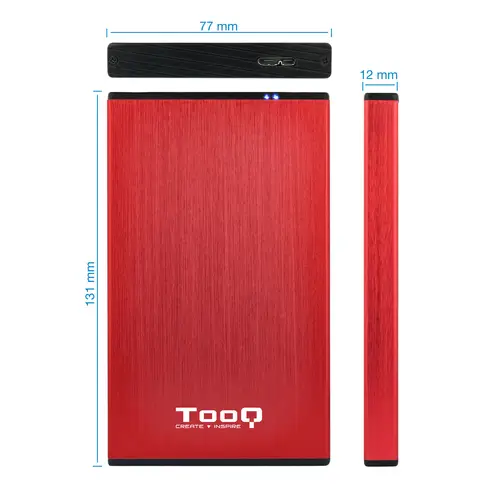 TQE-2527R caja para disco duro externo 2.5" Caja de disco duro (HDD) Negro, Rojo - Imagen 4