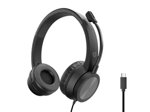 POLONA05BC auricular y casco Auriculares Alámbrico Diadema Llamadas/Música USB Tipo C Negro - Imagen 1