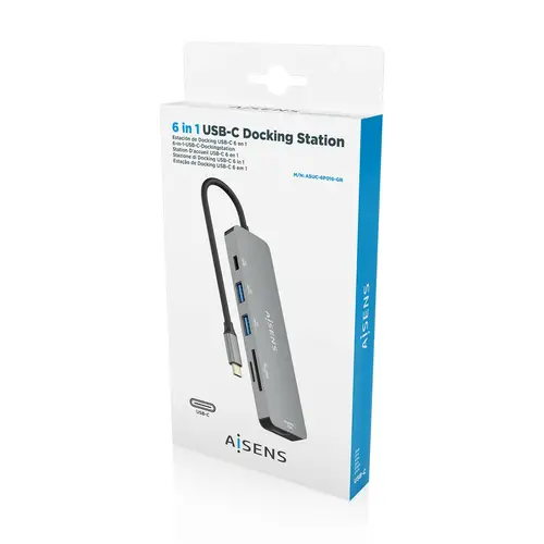 USB-C Dock 6 EN 1, USB-C a 1xHDMI, 2xUSB-A, 1xUSB-C PD 100W, 1xSD, 1xMicro SD, Gris, 15cm - Imagen 7