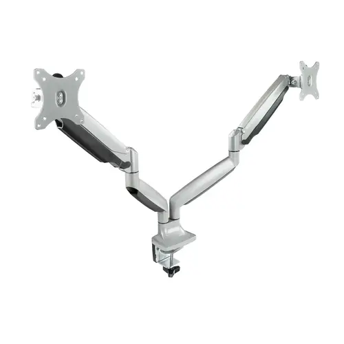 Soporte de Mesa Giratorio e Inclinable para 2 Pantallas (Monitor / TV Plasma / LCD / LED) 13  32, de Dos Brazos, Plata - Imagen 3
