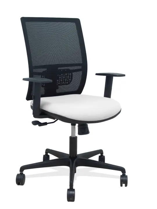 Silla Yunquera sincro malla negra bali blanco brazo regulable