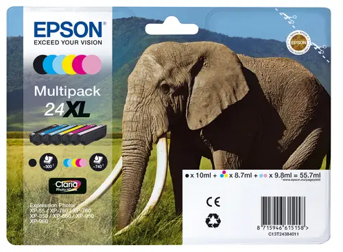 Elephant Multipack 6-colours 24XL Claria Photo HD Ink - Imagen 1