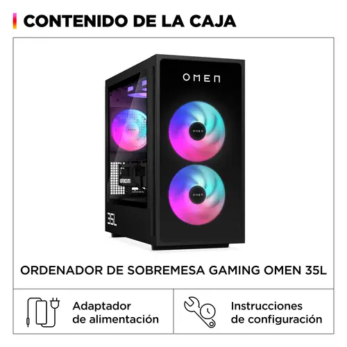 OMEN 35L Gaming Desktop GT16-0099ns PC Intel® Core i5 i5-14400F 32 GB DDR5-SDRAM NVIDIA GeForce RTX 5060 Ti Windows 11 Home Torre AI PC Negro - Imagen 4