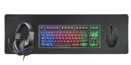 MCP-RGB3, Pack Gaming Teclado Fixed RGB + Ratón Gaming RGB Flow 3200 DPI + Auriculares Over-Ear RGB + Alfombrilla XXL, Negro, Idioma Español - Imagen 2
