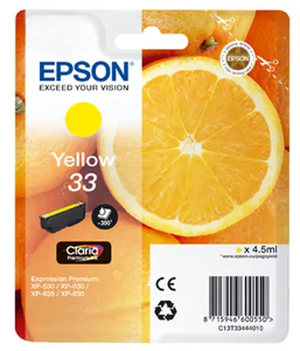Oranges C13T33444010 cartucho de tinta 1 pieza(s) Original Amarillo - Imagen 1