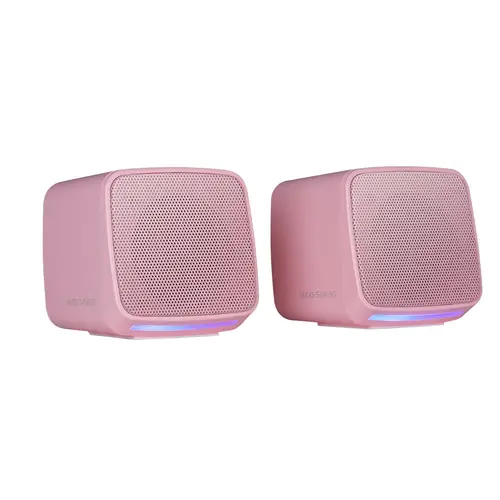 MS-PRO, Altavoces Compactos 10W, Iluminación RGB Flow Dinámica, Altavoz PC con Caja de Control y Entrada Jack 3.5mm, Altavoces Gaming Compatibles con PC / Mac / Smartphone / Tablet, Rosa - Imagen 1