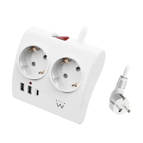 EW3870 base múltiple 1,5 m 3 salidas AC Interior Blanco - Imagen 1