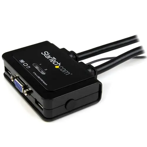 Switch Conmutador KVM de Cable con 2 Puertos VGA USB Alimentado por USB con Interruptor Remoto - Imagen 3