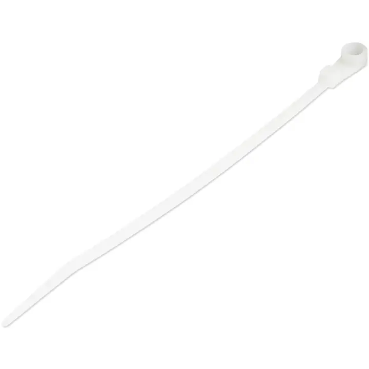 Bridas sujetacables de 15cm con perforación de montaje - 3 mm de ancho, para grupo de cables de 40 mm, soportan 18 kg de tensión, de Nylon 66, UL, paquete de 100