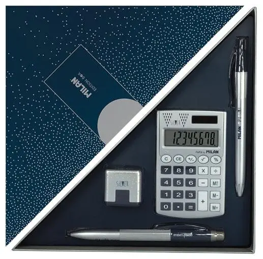MILAN EDITION BOX SET DE ESCRITORIO SILVER AZUL MARINO