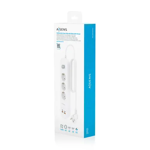 Regleta de Enchufes Multifuncion con 3 Tomas + Cargador PD3.0 20W 2xUSB-C, 2xUSB-A, 1.4m, Blanco - Imagen 7
