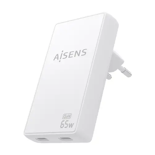 Cargador De Pared GaN Ultra Delgado 65W, 2xUSB-C PD3.0 QC4.0, Blanco - Imagen 2