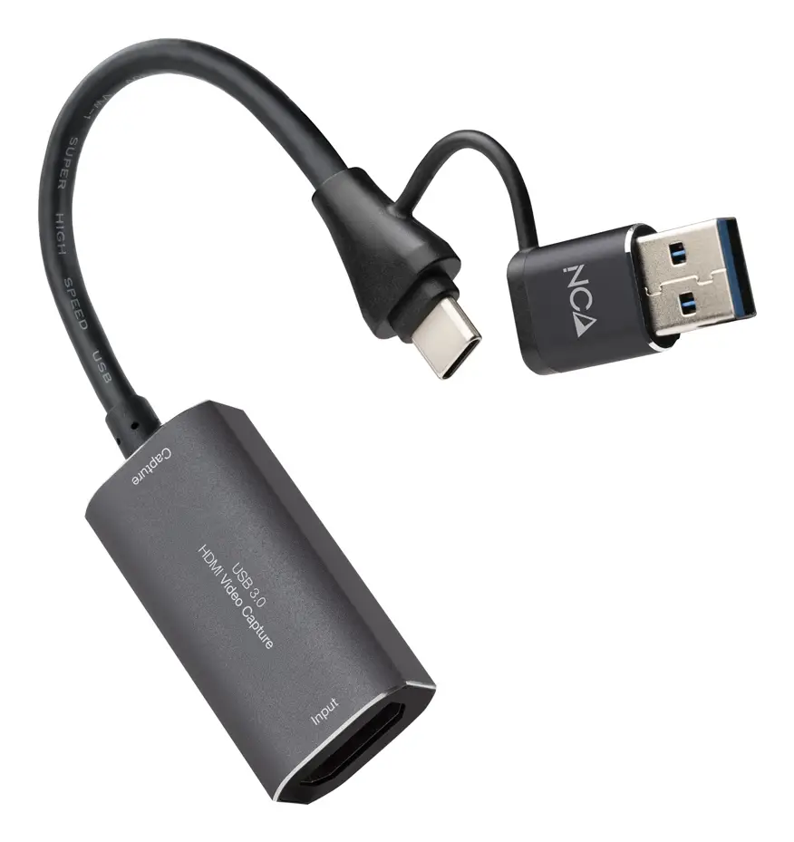 10.15.0001 adaptador de cable de vídeo HDMI tipo A (Estándar) USB Type-C + USB Type-A Gris