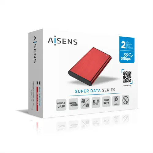 Caja Externa 2,5" ASE-2525RED 9.5mm SATA a USB 3.0/USB3.1 Gen1, Rojo - Imagen 4