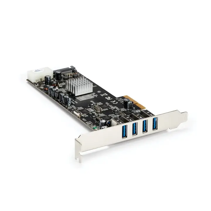 Adaptador Tarjeta PCI Express PCI-E 4 Puertos USB 3.0 UASP 2 Canales de 5Gbps con Alimentación Molex SATA