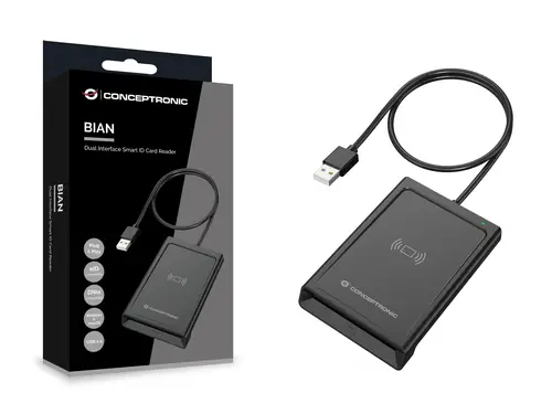 BIAN11B lector de tarjeta inteligente Interior USB USB 2.0 Negro - Imagen 4