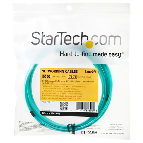 Cable de 3m de Fibra Óptica Multimodo OM3 LC a LC UPC - Full Duplex 50/125µm - para Redes de 100G - LOMMF/VCSEL - Pérdida Baja al Insertar <0.3dB - Cable LSZH - Imagen 4