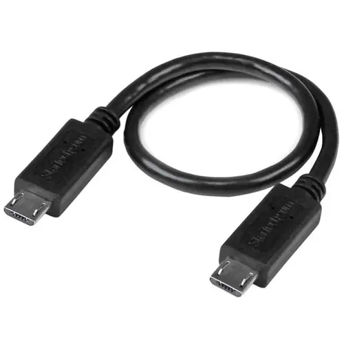 Cable USB OTG de 20cm - Cable Adaptador Micro USB a Micro USB - Macho a Macho - Imagen 1