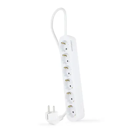 Regleta de Enchufes con 6 Tomas, 1.4 m, Blanco - Imagen 1
