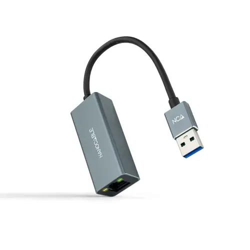 Conversor USB 3.0 a Ethernet Gigabit 10/100/1000 Mbps, Aluminio, Gris, 15 cm - Imagen 1