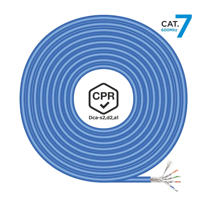 Cable de Red RJ45 LSZH CPR Dca CAT.7 600 MHZ S/FTP AWG23, Azul, 100 m