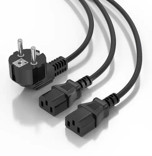 Cable Alimentacion CPU, CEE7/M-2xC13/H, Negro, 3.0m - Imagen 3