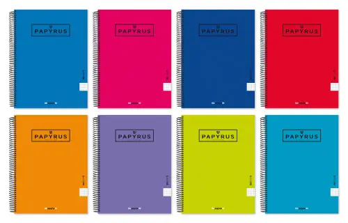 CUADERNO TAPA CARTON FORRADA EXTRADURA UNICOLOR5 A4+ 120 HOJAS 90GR. 5X5 COLORES SURTIDOS PAPYRUS 88463199