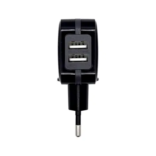 Cargador USB 17W 5V/3.4A, 2xUSB Con Control AI, Negro - Imagen 2