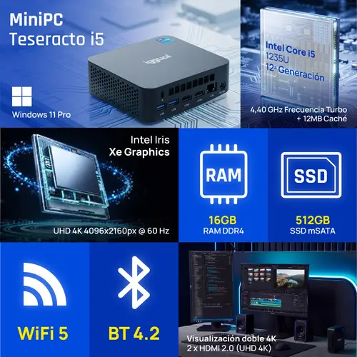 Mini PC Teseracto i5 1235U 16+512GB 2xHDMI - Imagen 5