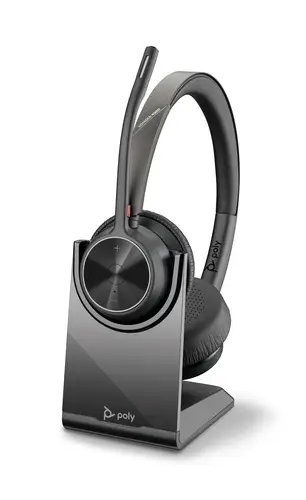 Auriculares Poly Voyager 4320 UC estéreo USB-A + adaptador BT700 USB-A + base de carga - Imagen 1