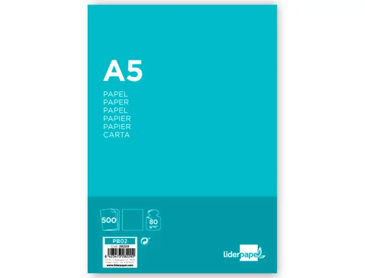 PB02 papel para impresora de inyección de tinta A5 (148x210 mm) Alise 500 hojas Blanco