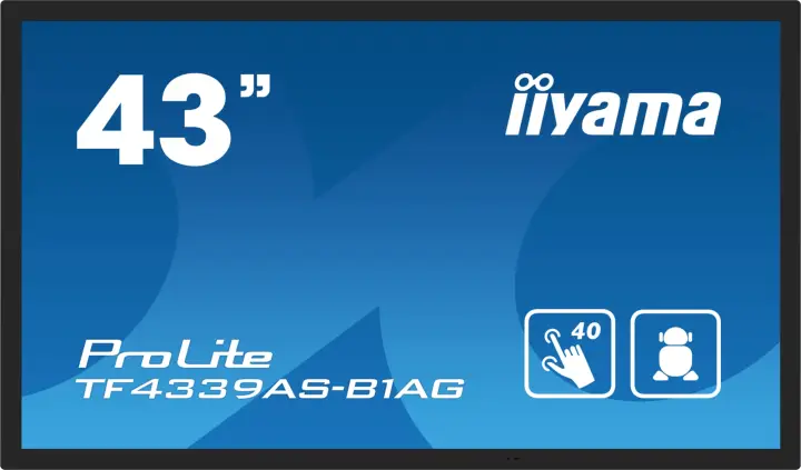 TF4339AS-B1AG pantalla de señalización Pantalla plana para señalización digital 108 cm (42.5") LED 500 cd / m² 4K Ultra HD Negro Pantalla táctil Procesador incorporado Android 24/7