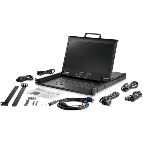 Consola KVM HD 1080p de Montaje en Rack de Servidores - Teclado QWERTY - KVM de 1 Puerto VGA con Monitor LCD de 17" - Switch KVM 1U con Cables - USB - MTBF 50000 - Imagen 6